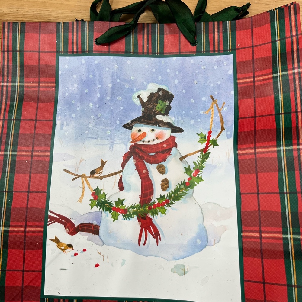 Hallmark Mitford series Festive Snowman Holiday Gift Bag